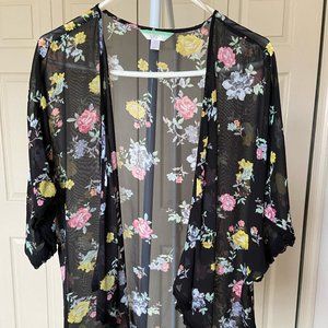 Sheer Black Floral Cardigan